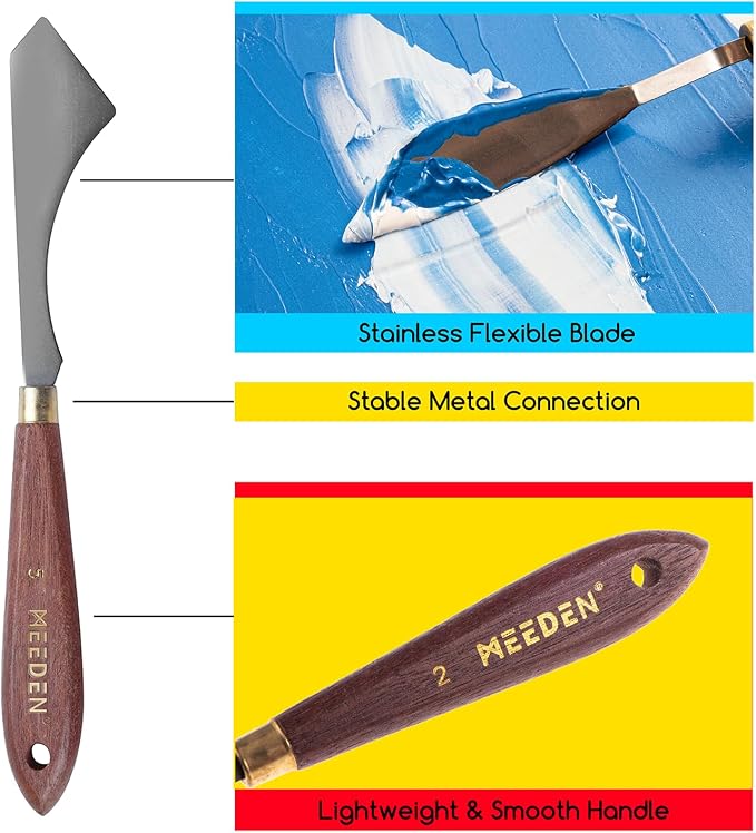 MEEDEN 5 Pieces Painting Knife Set Versatile Stainless Steel Spatula Palette - Image 3