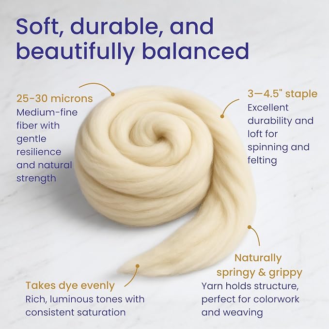 Revolution Fibers Corriedale Wool Roving 1 lb - Image 2