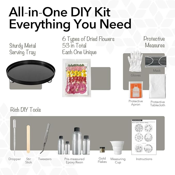 Auraeve All-in-One Craft Resin Tray Kit, 9.8" | Create Real Flower Tray - Image 2