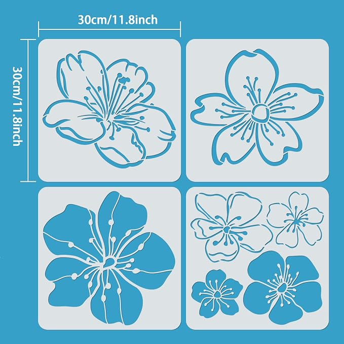 ORIGACH 4 Pcs Cherry Blossoms Stencil - Image 3