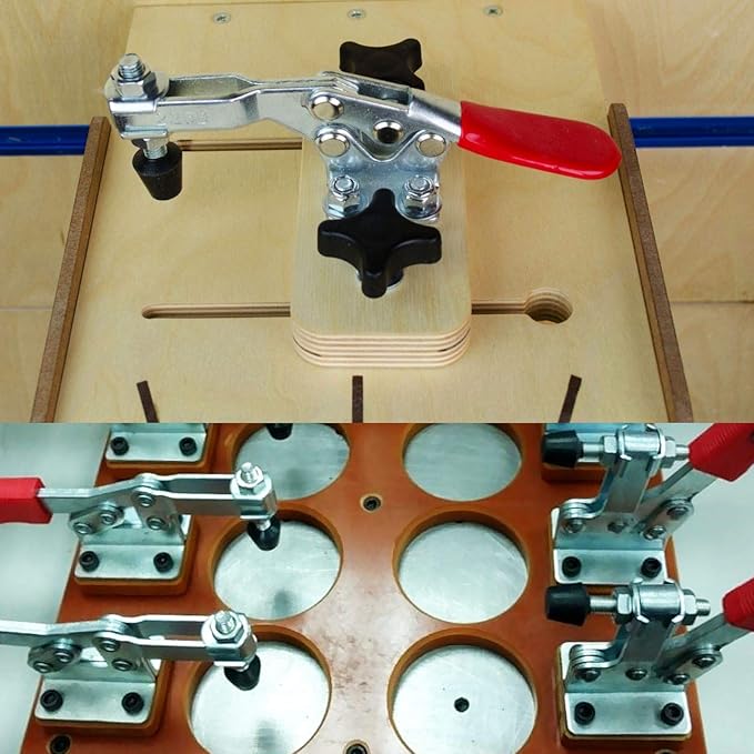 Adjustable Toggle Clamp 12 Pack 201-B Style Quick Release Toggle Latch Hold Down Clamp Antiskid Red Horizontal Clamps 360Lbs Holding Capacity Quick Release Woodworking Tool