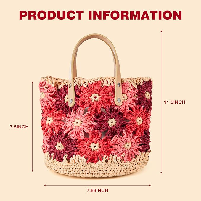 Noocro Crochet Kit for Intermediate or Advanced Level, Floral Raffia Bucket Bag - Image 2