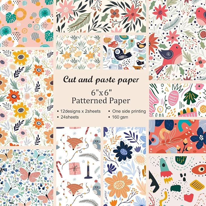 6x6” 160gsm cardstock Single Sided Scrapbooking 24 Papers Pad vintage decoupage by Mifuner
