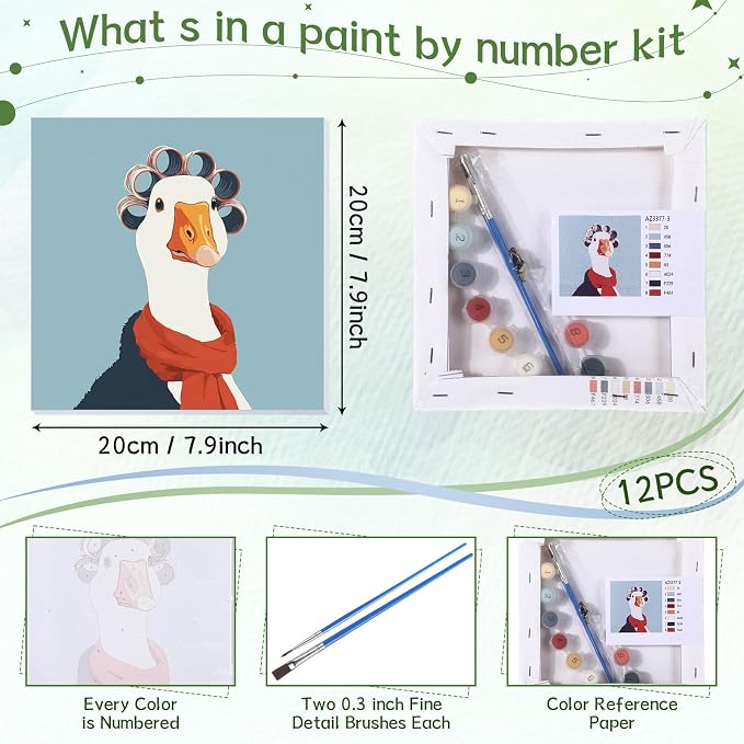 Nezyo 12 Sets Animals Paint by Numbers Kit - Image 2