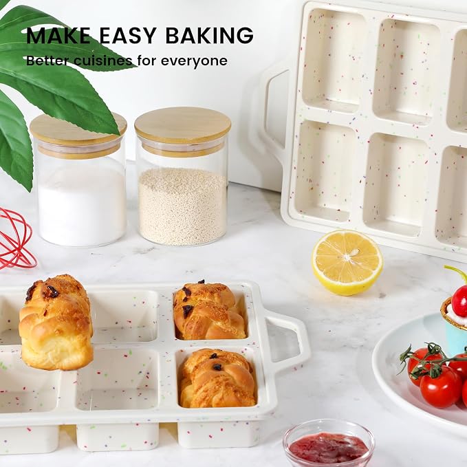 Vinino 2 Pack Mini Silicone Loaf Pans, 8-Cavity Metal Reinforced Frame Pans | - Image 7