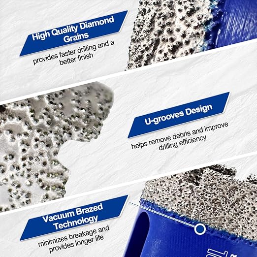 SHDIATOOL Diamond Drill Core Bits,Tile Drilling Core Hole Saw Kit for Porcelain Marble Ceramic Granite with 1/4 Carbide Positioning Drill Bit 11pcs 6/6/6/8/10/12/20/25/28/32MM/25MM