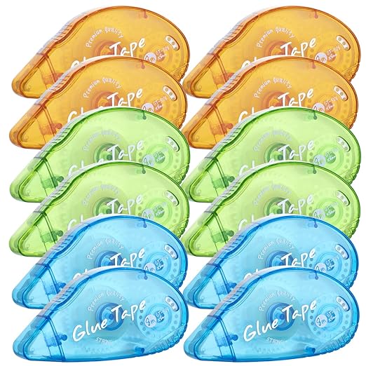 12 Pack Double Sided Tape Roller, Scrapbooking Tape, Permanent Adhesive Tape by XUXU