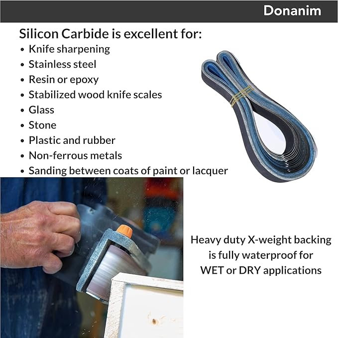1x30 Sanding Belts for Knife Sharpening Kit, Silicon Carbide Belt Sander Belts 600 800 and 1000 Assorted Fine Grits,15-Pack