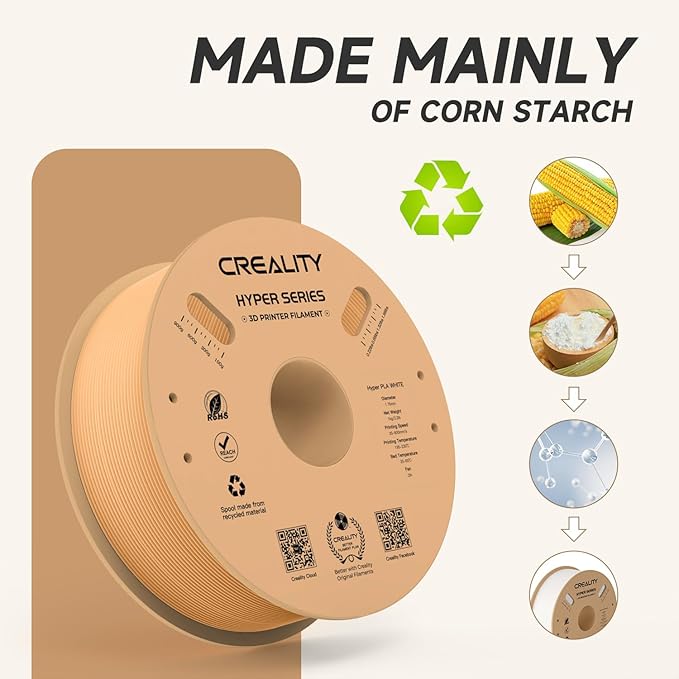 Official Creality Hyper PLA Filament 1.75mm, High Speed PLA 30-600mm/s 3D Printer Filament, Dimensional Accuracy +/-0.02mm, Fit Most FDM 3D Printers, 1KG(2.2lbs) Spool Peach Fuzz