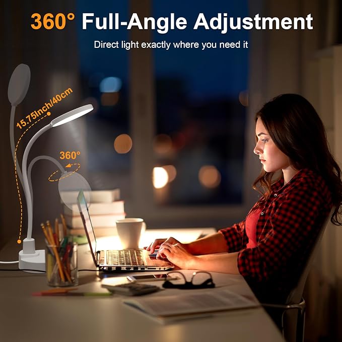 15W LED Desk Lamp with USB Charging Ports, Dimmable Table Lamp with 3 Color - Image 6