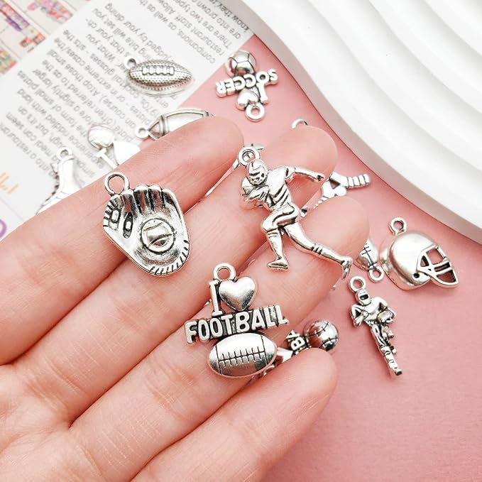100pcs Antique Silver Sport Charms - Image 4