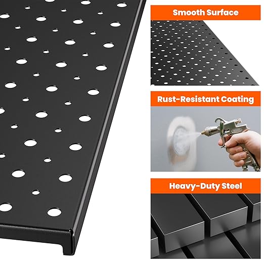 Metal Pegboard Panels 16×12 Inch, Wall-Mounted Tool Organizer Boards, Modular Pegboards for Garage, Workshop, Kitchen, Workbench, or Storage Room (3 PCS, Black)