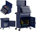 5 Drawer Tools Chest, Tool Cabinet with Universal Lockable Wheels，Tool Box with Detachable Top Box for Workshop (Darkblue)