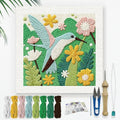 Doodlream Hummingbird Flying in Flowers DIY Punch Needle Embroidery Kit by Doodlream