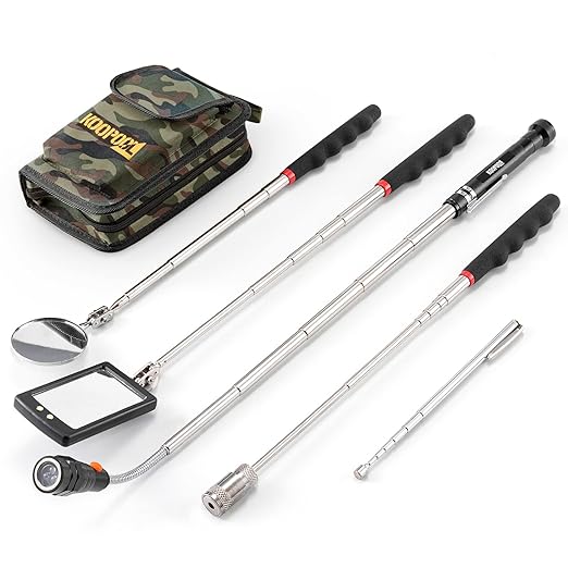 Telescoping Magnetic Pickup Tool Set, Inspection Mirror Telescoping, LED Flashlight, Cool Gadgets for Men, Gifts for Dad, Husband, Kids, Boyfriend, Magnet Stick