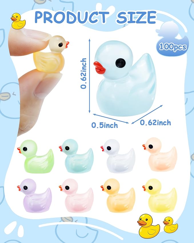 FIVEIZERO Glow in The Dark Mini Ducks Bulk 100 Pcs - Image 2