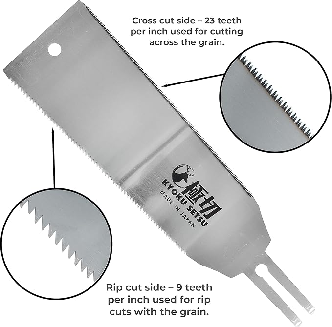 Great Neck Kyoku Setsu Japanese Ryoba Double-Edged Pull Cut Saw, Ultra Fine Saw, Detail Hand Saw, Double Edge Saw, Japanese Wood Saw