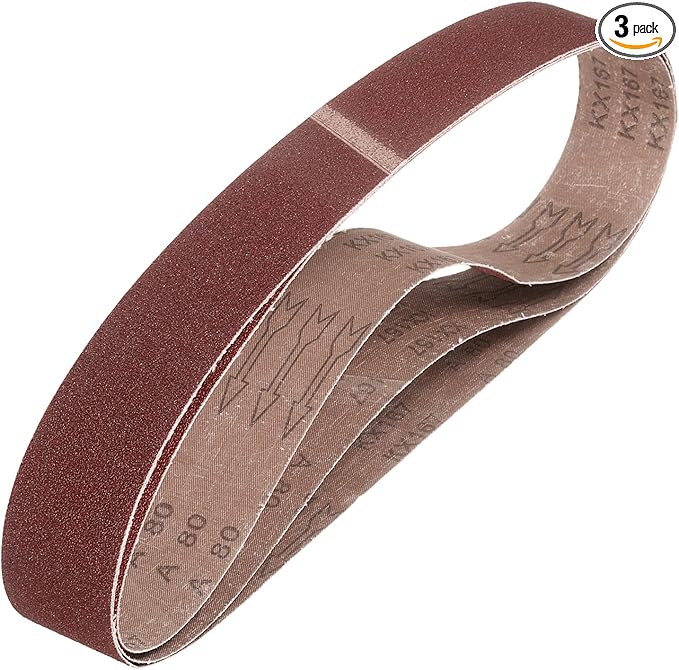 HARFINGTON 1-1/2 x 12 Inch Sanding Belts, 3 Pcs 80 Grit Aluminum Oxide Abrasive Belt Sander File Belt for Woodworking, Metal Polishing, Knife Sharpener