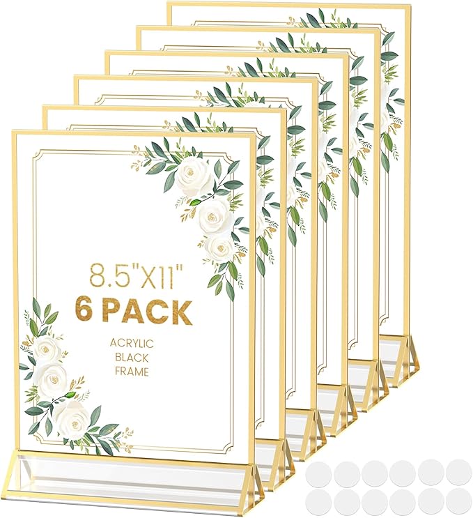 6PCS Acrylic Sign Holder 8.5X11 Double-Sided Gold Frames | Gold Picture Frames by AcrylicSignHolderMahjongRacks%EF%BC%8CMahjongBags