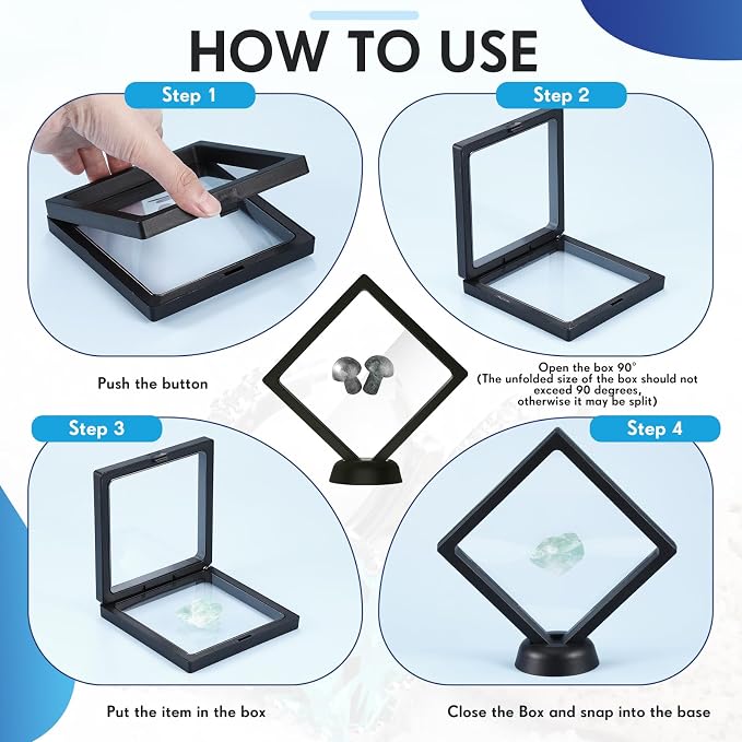 60 Pcs 3D Floating Display Case PE Film Jewelry Storage Box Coins Display Frame - Image 2