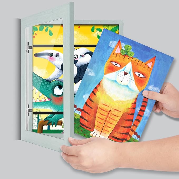 Kids Art Frames, 8.5x11 Front Opening Kids Artwork Frames Changeable, Pale - Image 7