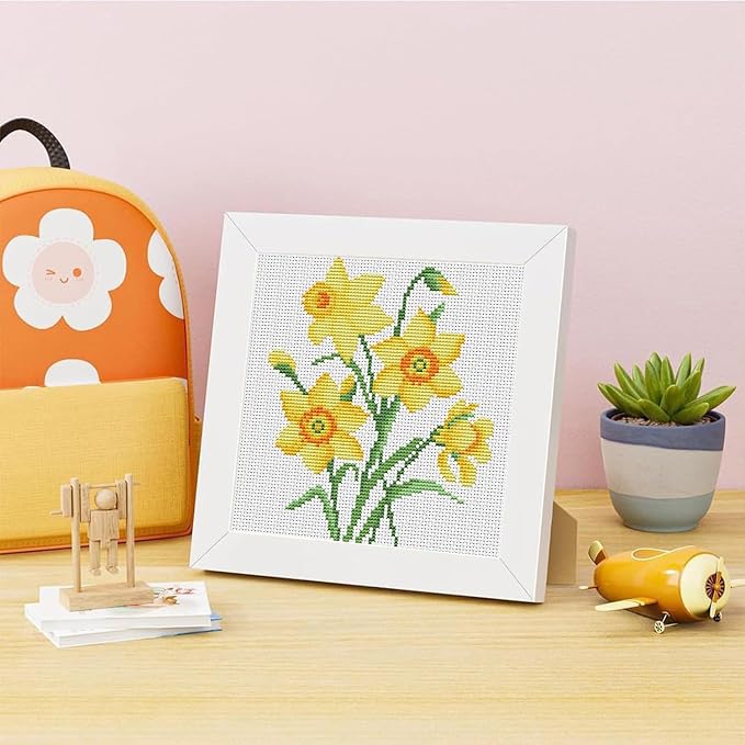 Daffodil Cross Stitch Kits for Beginners, Flowers Stamped Cross Stitch for - Image 2