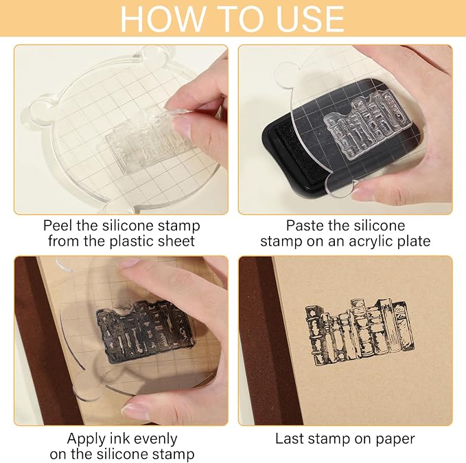 GLOBLELAND Books Clear Stamps Library Card Silicone Clear Stamp Reading List - Image 3
