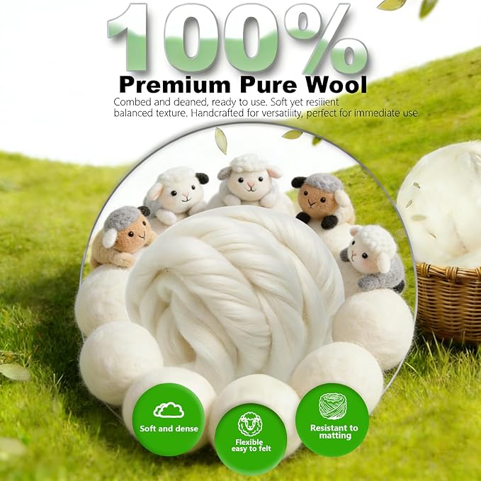 Wool Roving-3.5oz Needle Felting Wool, Soft Multi-Color Wool Fiber, Perfect - Image 5