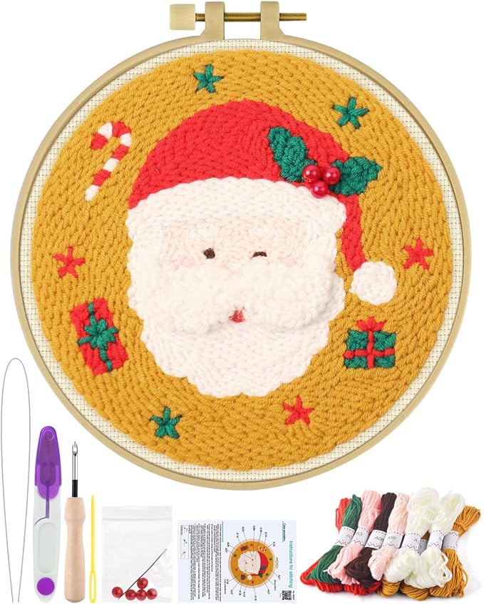 ERKOON Christmas Punch Needle Kit Adults Beginners, DIY Easy Christmas by ERKOON