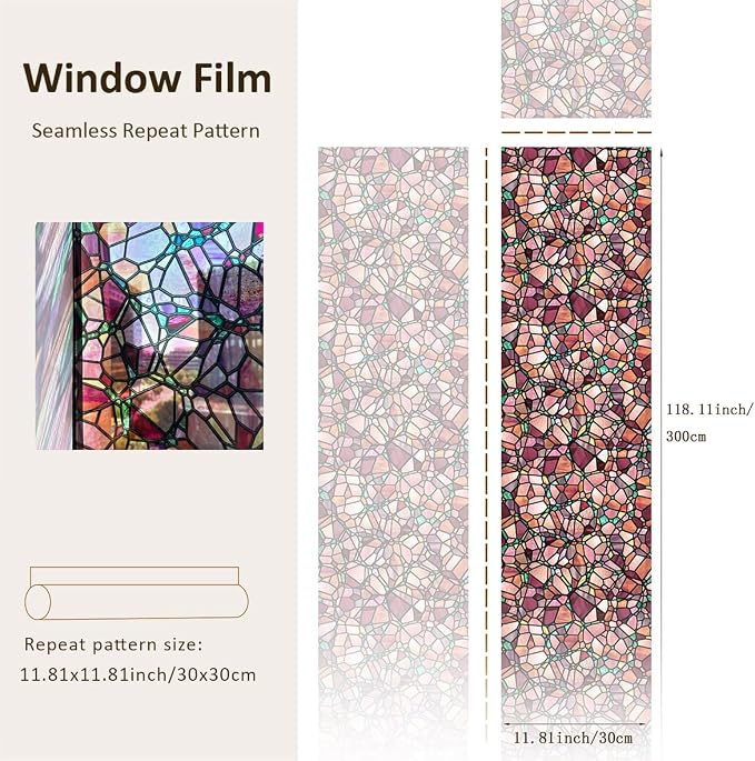 funlife Original Hand-Drawn Stained Glass Window Film, Reusable Double-Sided - Image 3