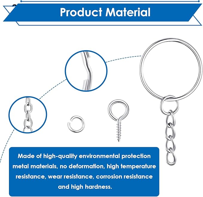 420Pcs 1" 25mm Keychain Making Kit, Including 140Pcs Keychain Rings - Image 3