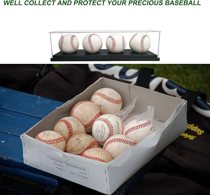 Baseball Display Case for 4 Pack in one, Baseball Holders for Balls Display - Image 7