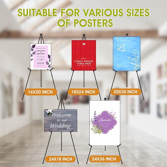 AROIC 63 "Easel Stand for Display, 6 Pack Portable Foldable Metal Easel - Image 7