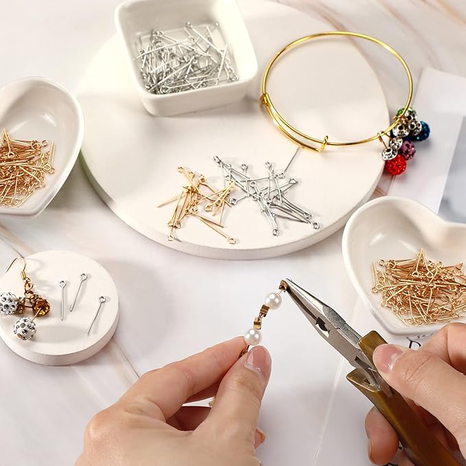 Junkin 1400 Pcs Eye Pins Mix Jewelry Findings 0.63 * 0.79 * 1.18 in Open Eye - Image 3