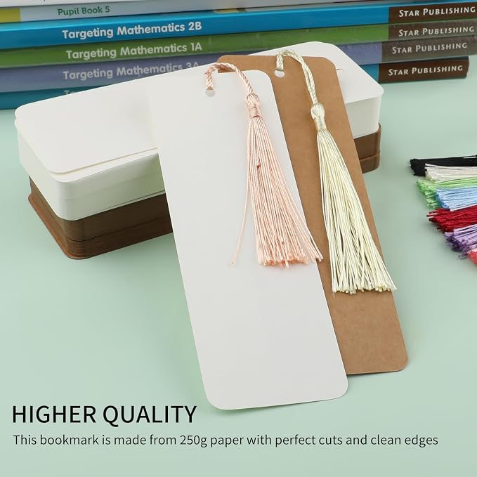 220PCS Bookmark Making Kit, 60 White & 60 Kraft Paper Bookmarks - Image 3