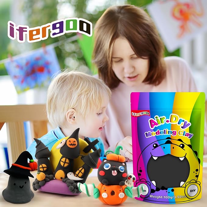 ifergoo Black Air Dry Clay, DIY Creative Modeling Clay - Image 3