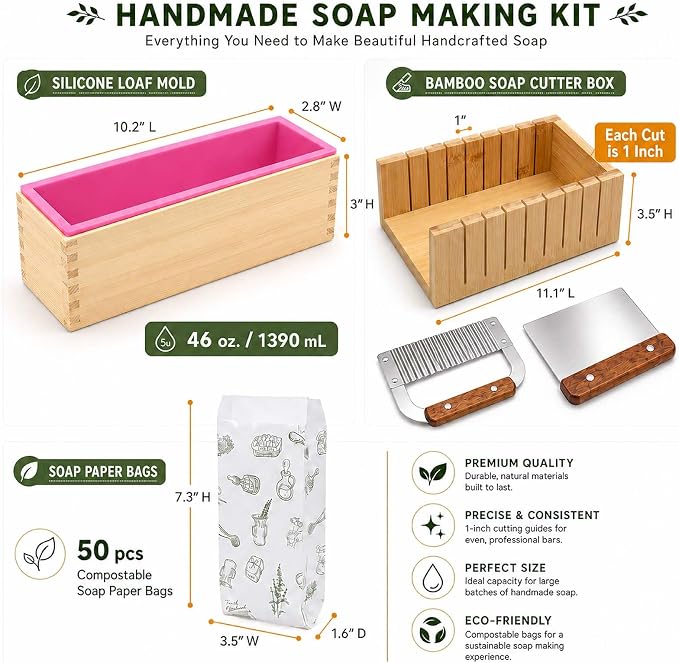 Soap Mold Making Kit with Wooden Cutter Soap Molds Silicone 46oz Purple | Melt - Image 2