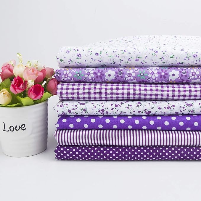 7Pcs 20" x 20" Cotton Fabric DIY Making Supplies Quilting Patchwork Fabric Fat by Antetek