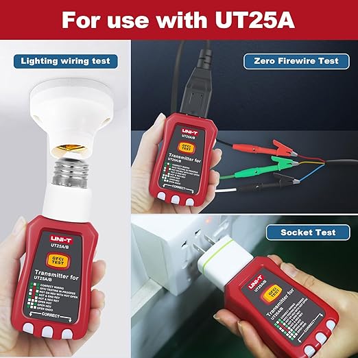 UNI-T AC Circuit Breaker Tracer Finder Tool with Adaptor & Electrical Integrated GFCI Outlet Tester, 90-120V Adjustable Sensitivity Beep Indicattion Alligator Banana Clip Adaptor
