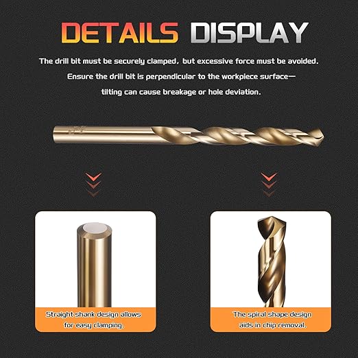 Drill Bit, 7/32" Cutting Diameter (5.556mm), 4241 HSS Gold 118° Cutting Angle Versatile Jobber Bits - (Applications: for Drilling Plastic Wood Soft Thin Metal), 12-Pieces