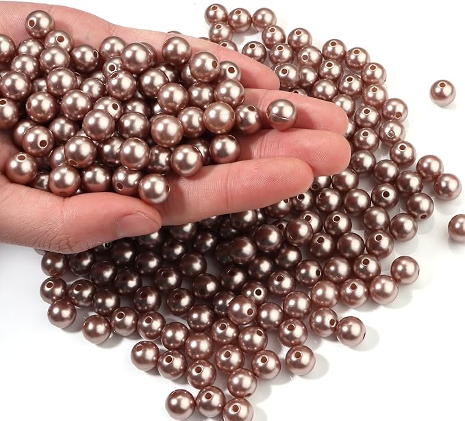 200pcs Coffee 10mm Pearl Beads by chuyau