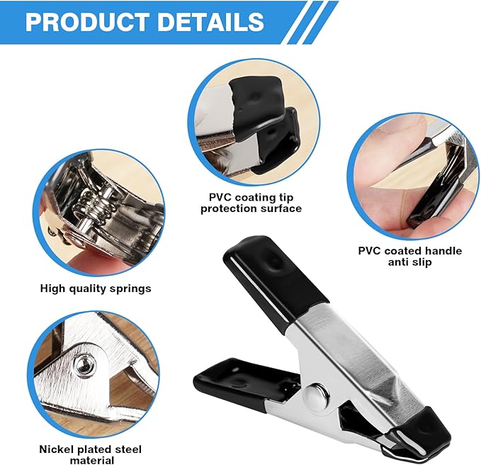 30 Pcs Small Clamps,Garden 2 Inch Mini Spring Clips Clamps Heavy Duty for Crafts/Backdrop/Greenhouse,Metal Chip Clips Open Mouth is 3/4 Inch for Woodworking Photography