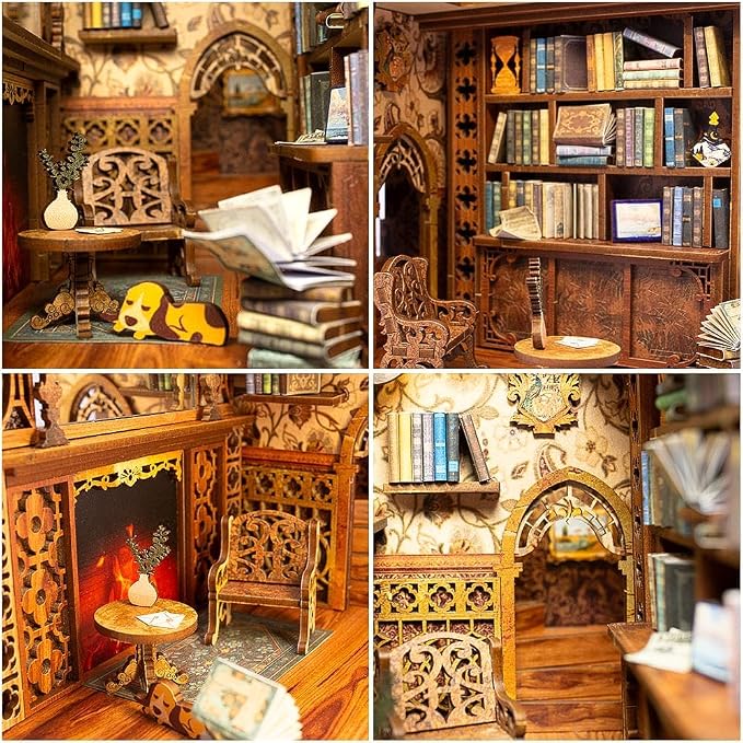 Fsolis Book Nook Kit, 3D Wooden Puzzles - Image 5