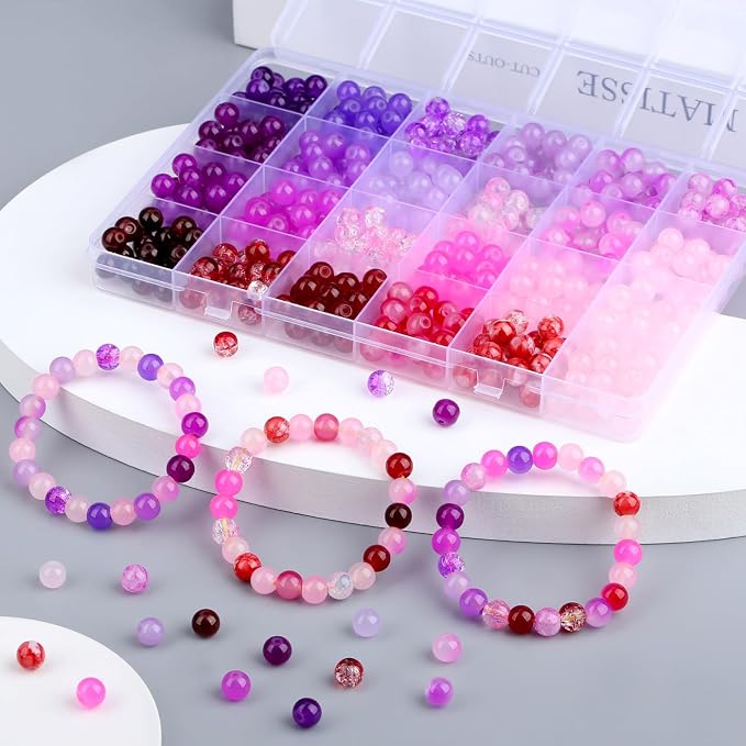 DUQGUHO 8mm Pink Purple and Red Beads - Image 3