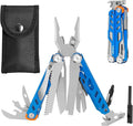 HANSHI Multitool Pliers, 22-in-1 YG10 Tungsten Steel Multi Tool with Scissors,Replaceable Wire Cutters, Flint, Window Breaker, Back Clip,Ideal for Camping, Survival and Gift(Blue)