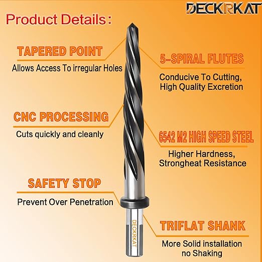 3/8" Reamer Drill Bit for Metal, M2 HSS Taper Reamer for Steel, Alloy, Wood, Plastic to Align, Enlarge Holes – 5-Spiral Flutes,3/8" Non-Slip Shank, 10mm Car Reamer, Bridge Construction Reamer