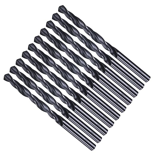 Drill Bit, 6.2mm Cutting Diameter, 4241 HSS Nitriding Black 118° Cutting Angle Versatile Jobber Bits - (Applications: for Drilling Plastic Wood Soft Metal), 10-Pieces