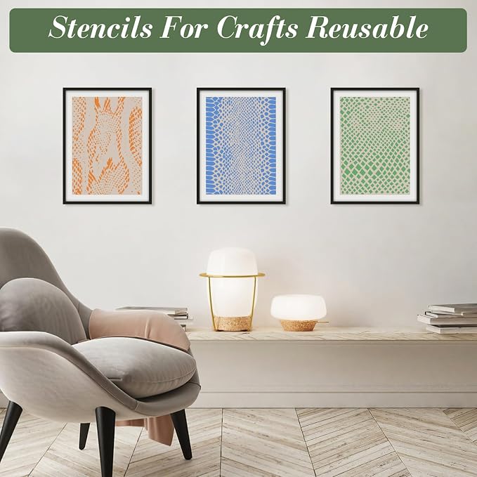 Geometric Texture Stencils for Crafts Reusable 16Pcs Stencils | DIY Art - Image 2