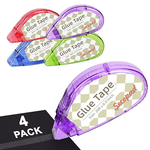 Secopad Scrapbook Tape, 4 Pack Double Sided Tape Roller by Secopad