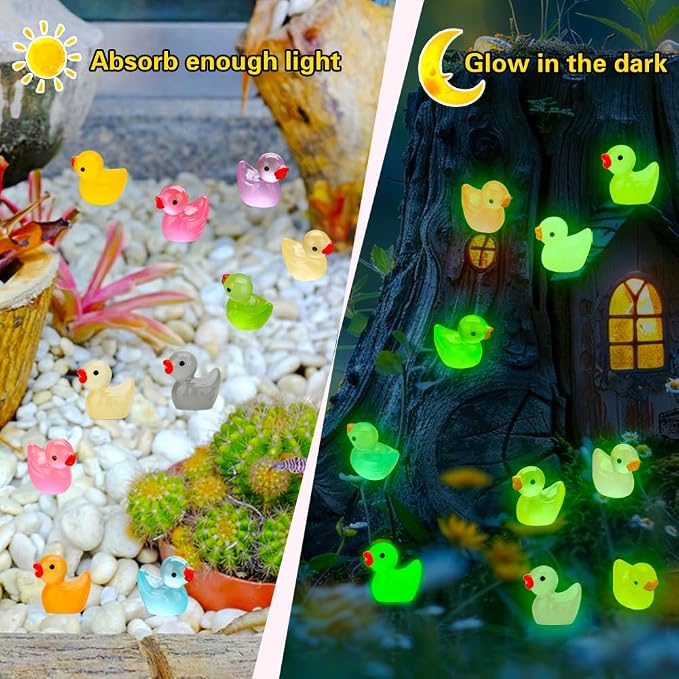 GWAHSA 240pcs Luminous Mini Resin Ducks, Tiny Animals Bulk Glow in The Dark - Image 3